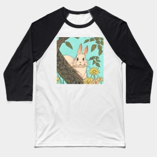 Florida White Beautiful Rabbit Bunny in the Woods Baseball T-Shirt